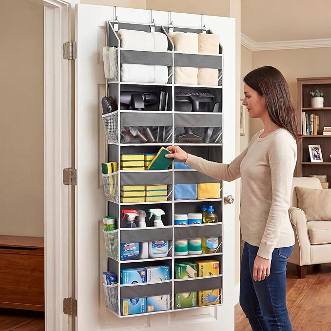 2 Pack Over the Door Organizer 5 Tiers, Extra Large Behind Door Storage of 10 - Image 6