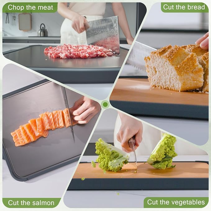 Titanium Cutting Board for Kitchen, Double Sided Pure Titanium and Wood Fiber - Image 9
