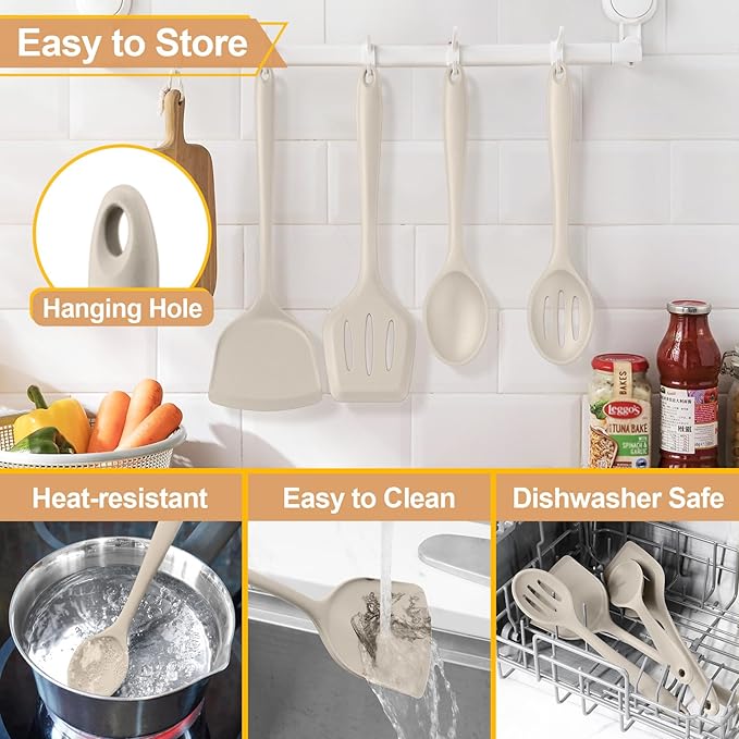 P&P CHEF Kitchen Utensil Set, 4 Pieces Non-stick Silicone Cooking Utensils - Image 7