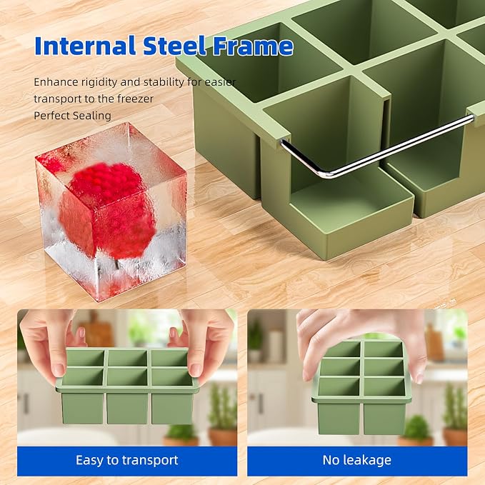 Large Ice Cube Tray for Whiskey 3 Pack, HANCELANT Big Silicone Square Ice Cube - Image 3