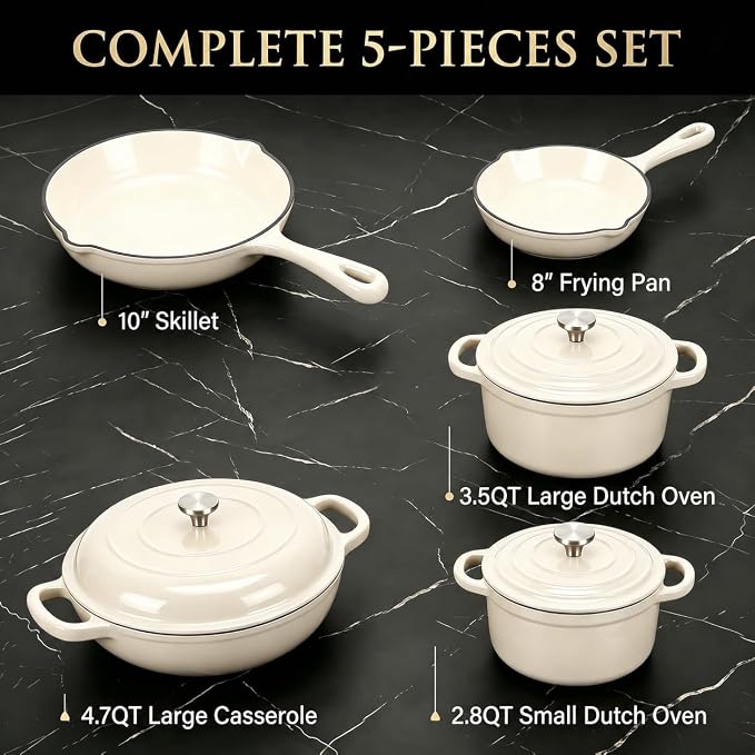 Nonstick Enameled Cast Iron Cookware Set - Image 3