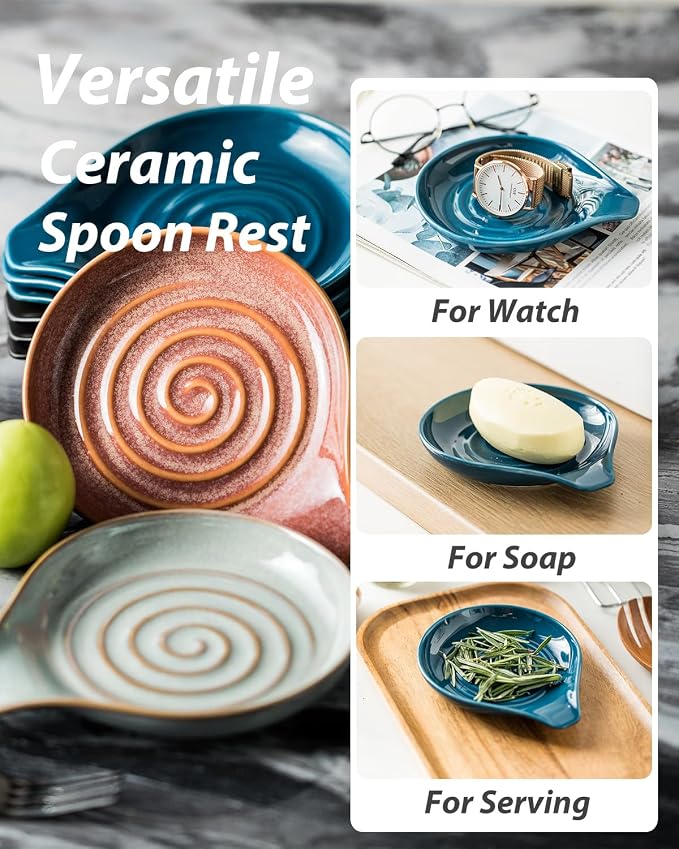 LAUCHUH Spoon Rest, Ceramic Spoon Holder - Image 5