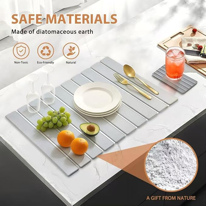 2 PCS Large Stone Dish Drying Mat - Image 4