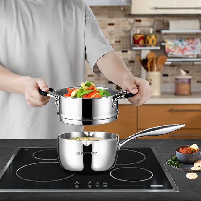SLOTTET 3.5 Quart Stainless Steel Saucepan - Image 2