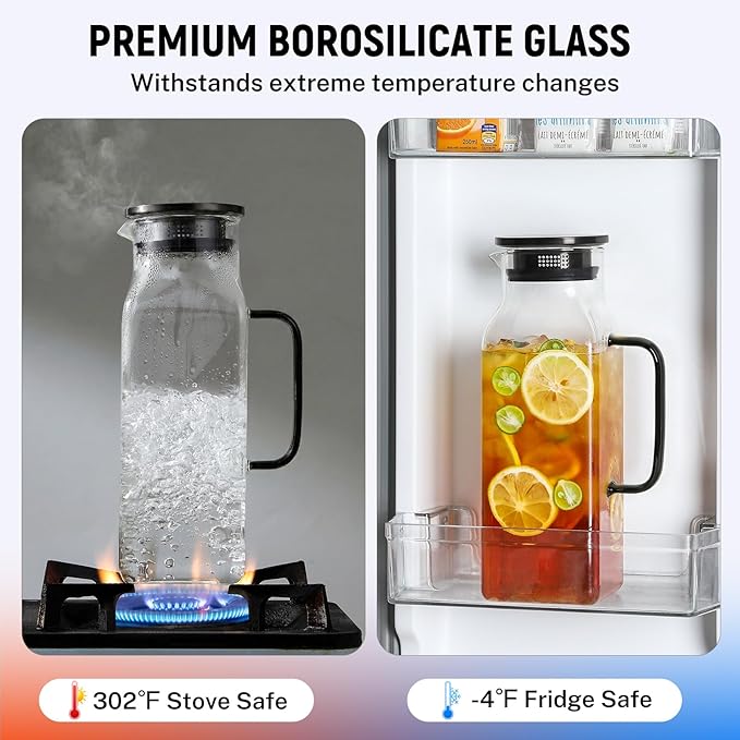 2 Pack 2 Liters/68 oz Square Glass Pitcher - Image 4