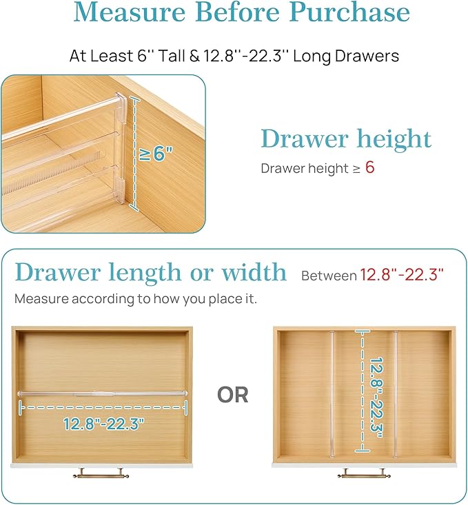 Vtopmart 4 Pack 6" Tall Upgrade Drawer Dividers - Image 2
