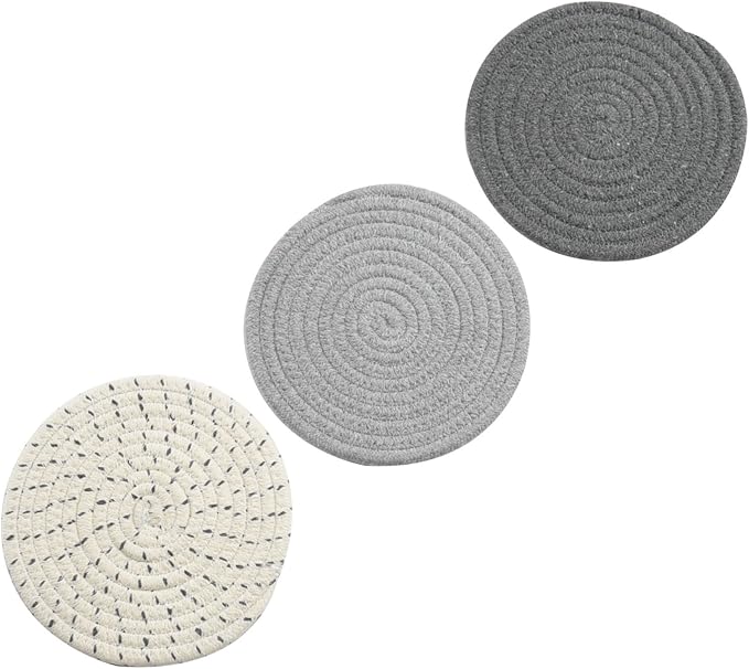 Potholders Set Trivets Set 100% Pure Cotton Thread Weave Hot Pot Holders Set - Image 4