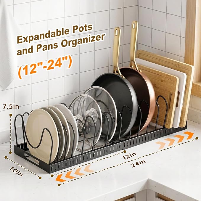 2PACK Expandable Pots and Pans Organizer Under Cabinet - Image 2