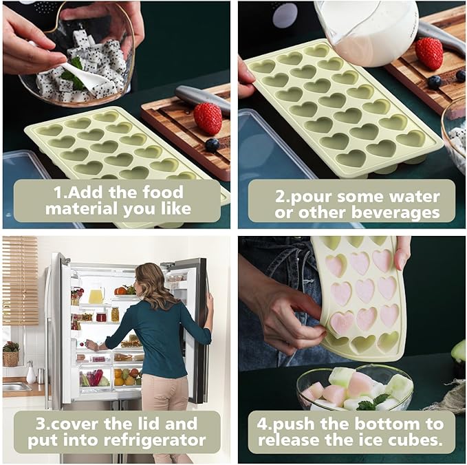 Heart Shape Ice Cube Tray, 21 Holes Silicone Ice Cube Mold - Image 4
