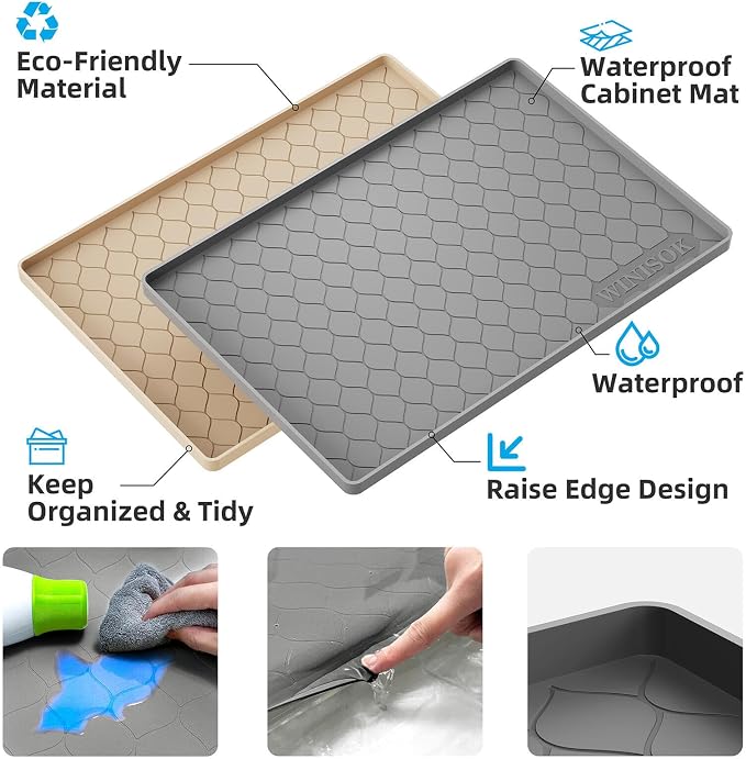 Winisok Silicone Under Sink Mat 28" x 19", kitchen Essentials and Gadgets - Image 2
