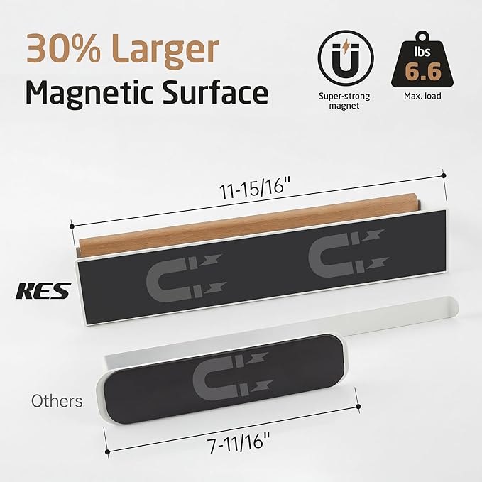 KES Magnetic Paper Towel Holder, Wood & Metal Paper Towel Roll Holder, - Image 3