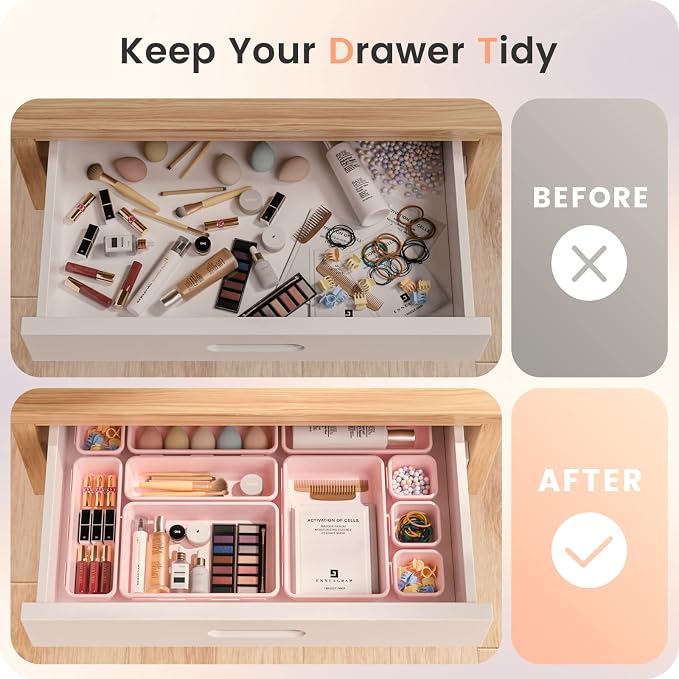 A-LuGei【【5 Size】 Tool Box Organizer Tray Divider Set, 【Pink】 Desk - Image 4