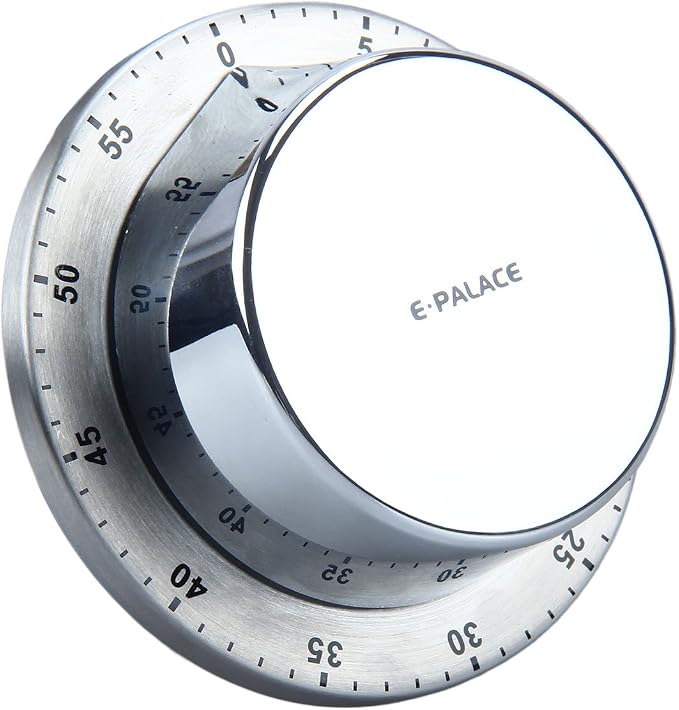 Kitchen Timer, 60 Minute Timer, Magnetic Loud Alarm, Mechanical Stainless Steel by eyscar