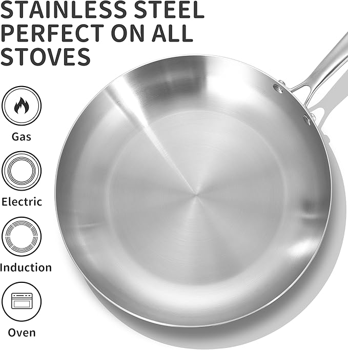 LOLYKITCH 8 Inch Tri-ply Stainless Steel Frying Pan - Image 3