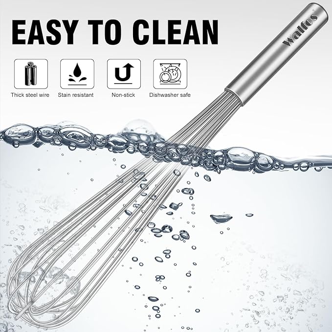 Walfos Whisks Large Whisk Set of 2, Heavy Duty Stainless Steel Wire Whisk Ideal - Image 9