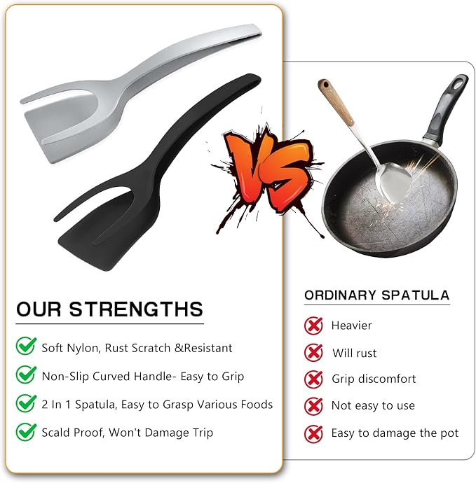 Egg Flipper Spatula Tongs 2 PCS Spatula - Image 2