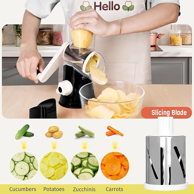 X Home Rotary Cheese Grater for Kitchen, Shredder - Image 3