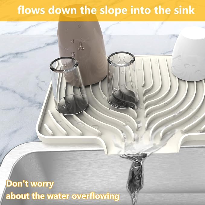 Silicone Drying Mat for Kitchen Counter, Dish Drying Rack Matt - Image 2