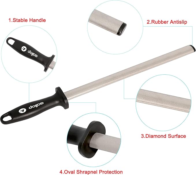 Diamond Honing Steel -12 In Knife Sharpener Rod, - Image 2