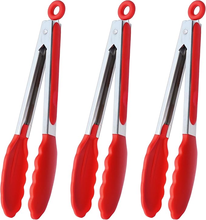 HINMAY Silicone Cooking Tongs 9-Inch Serving Tongs by HINMAY