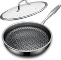 Non Stick Frying Pans with lid, 12 inch Hybrid Frying Pans Nonstick, non stick by KURRUNGIE