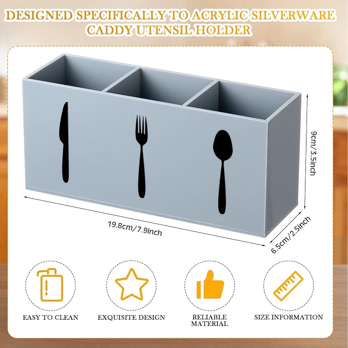 Suzile Acrylic Cutlery Storage Organizer Bin Silverware Caddy Countertop Knife - Image 2