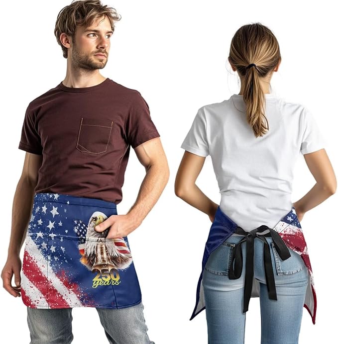 Server Apron with 3 Pockets, Waterproof Oil Waitress Waiter Half Apron - Image 3