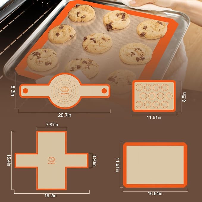 Silicone Baking Mat Set, Reusable Baking Mat, Food Safe Silicone Mats - Image 2