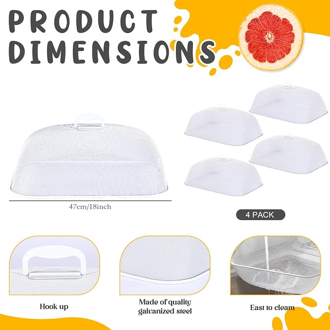 Hicarer 4 Pcs Metal Mesh Screen Food Cover - Image 2