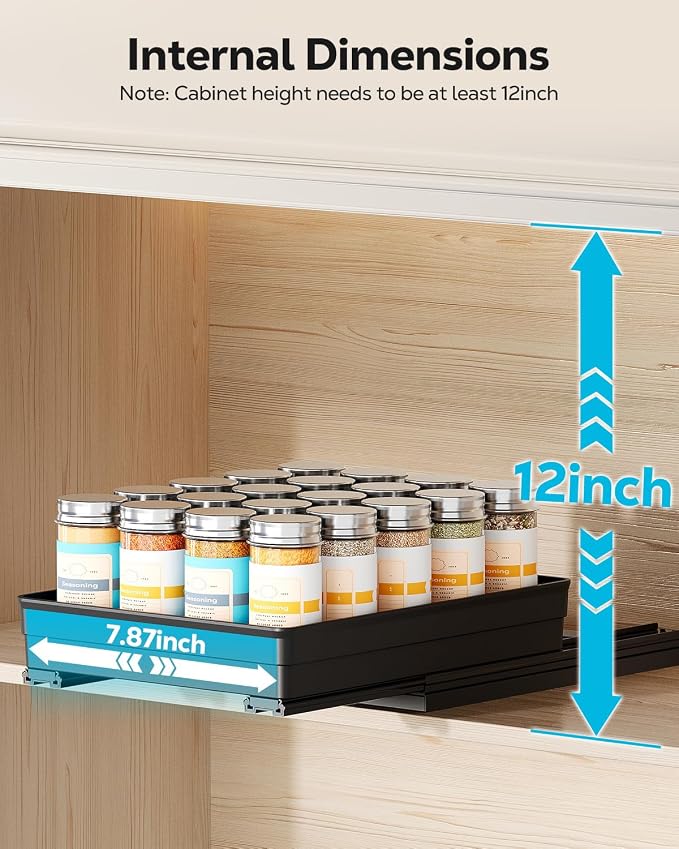 Nieifi Spice Organization for Cabinet-Vertical Spice Rack Pull Out-Spice Rack - Image 3
