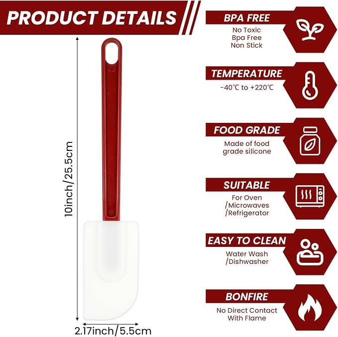 10 Pcs 10 Inch Flexible Rubber Spatulas, Silicone Spatula Set, Commercial Grade - Image 3