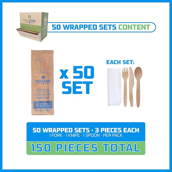 Disposable Wooden Cutlery Set - Image 2