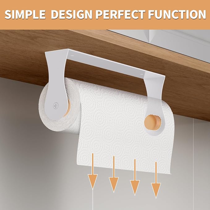 Paper Towel Holder Under Cabinet, Wall Mount, Stainless Steel, Adhesive or - Image 2