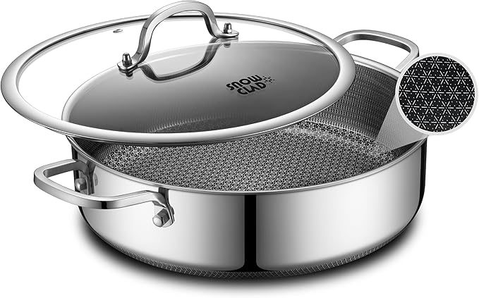 Saute Pan, Hybrid Non Stick 5 Quart Everyday Braiser pan, Chicken Fryer by SNOWCLAD