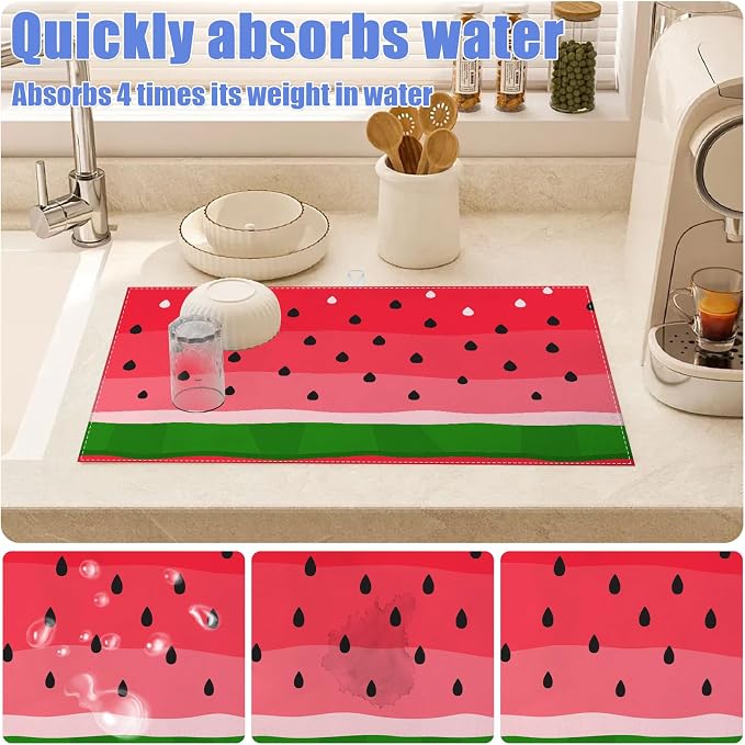 Watermelon Dish Drying Mat for Kitchen Counter Fruit Drying Pad Absorbent - Image 4