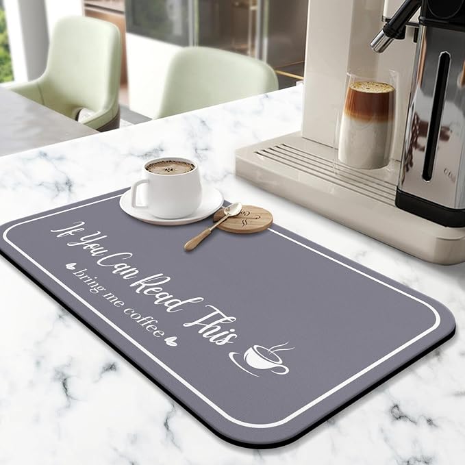 Coffee Bar Mat for Countertops 18inx24in, Absorbent Hide Stain Anti-Slip Cafe - Image 2