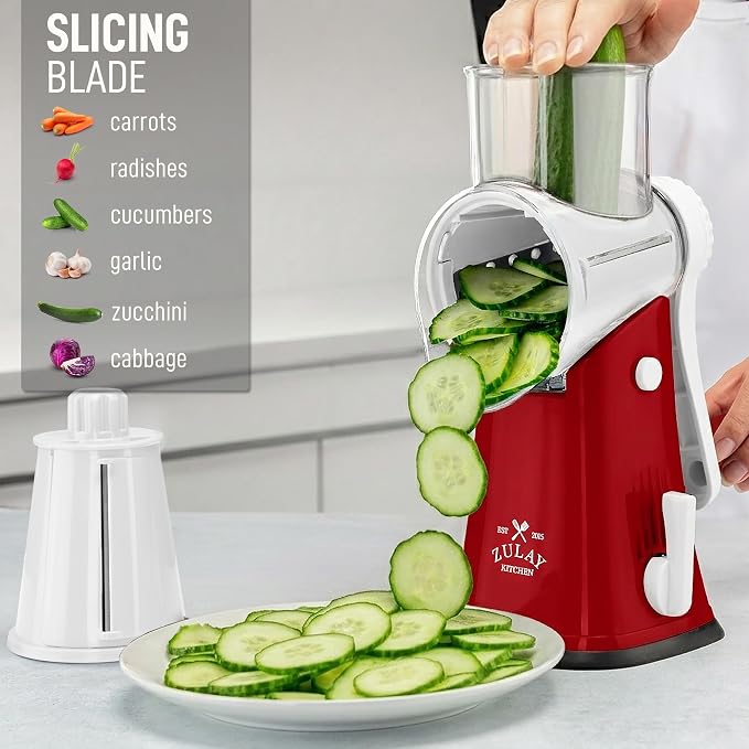 Zulay Kitchen Rotary Cheese Grater 5 Blade Cheese Shredder - Image 5