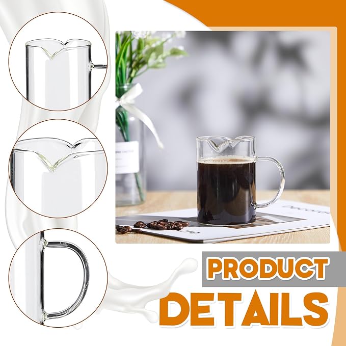 Leinuosen 2 Pcs Glass Pitcher Elegant Shaped Glass Tea Pitcher Coffee Milk - Image 3