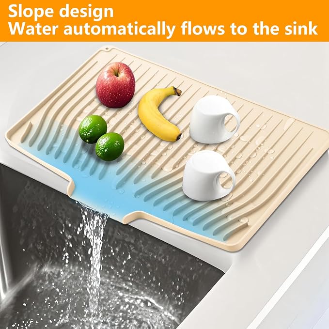 Silicone Dish Drying Mat for Kitchen Counter, Dish Drainer Mat, Non-Slip Drying - Image 3
