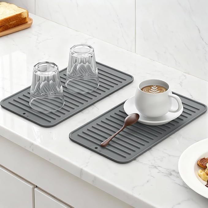 Songrey 12" x 6.5" Silicone Dish Drying Mat, Kitchen Counter Drying Pad - Image 3