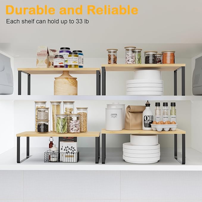 OGEMXU Cabinet Shelf Organizers, 15.7 inches Large Kitchen Counter Shelf - Image 5