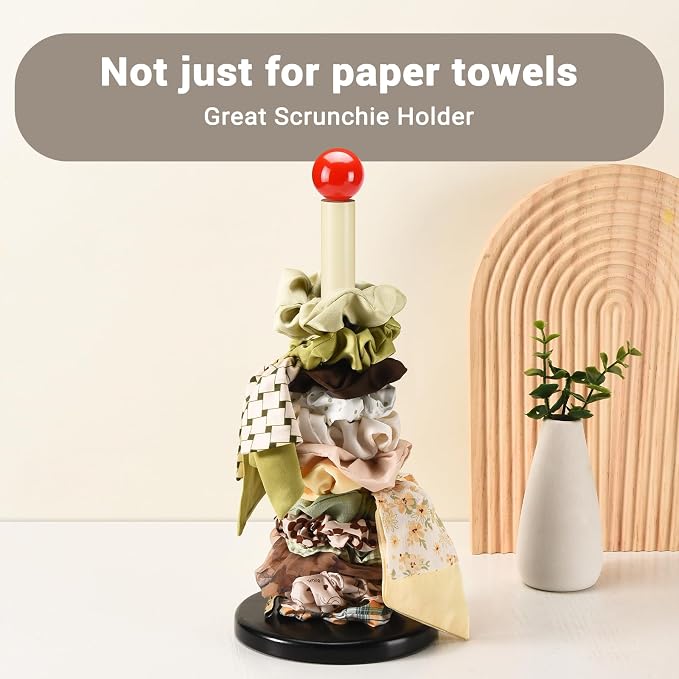 Paper Towel Holder, Cute Wooden Red Ball Kitchen Roll Stand Organizer - Image 6