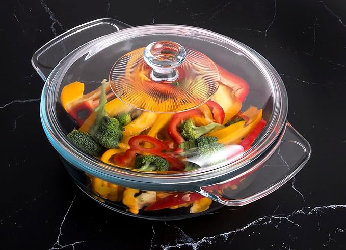 Clear Round Glass Casserole - Image 3