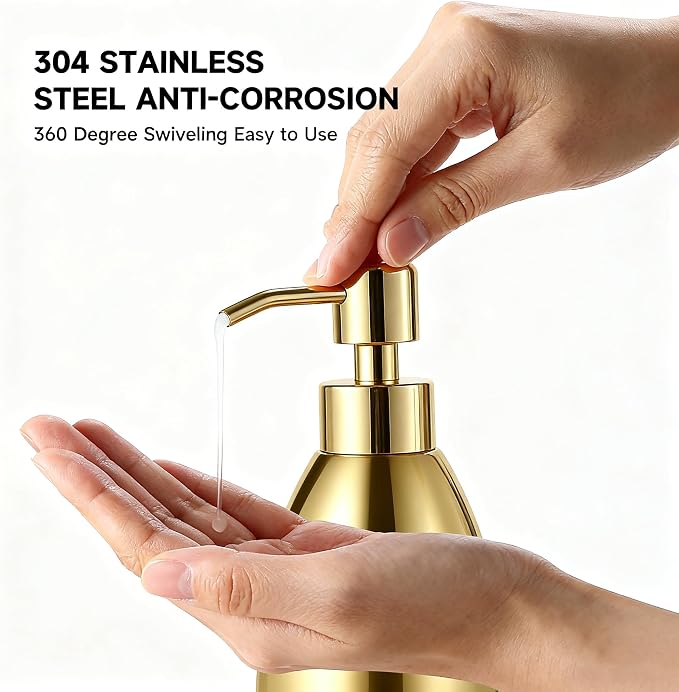 304 Stainless Steel Soap Dispenser 16oz Rust-Proof Liquid Soap Pump Bottle - Image 4