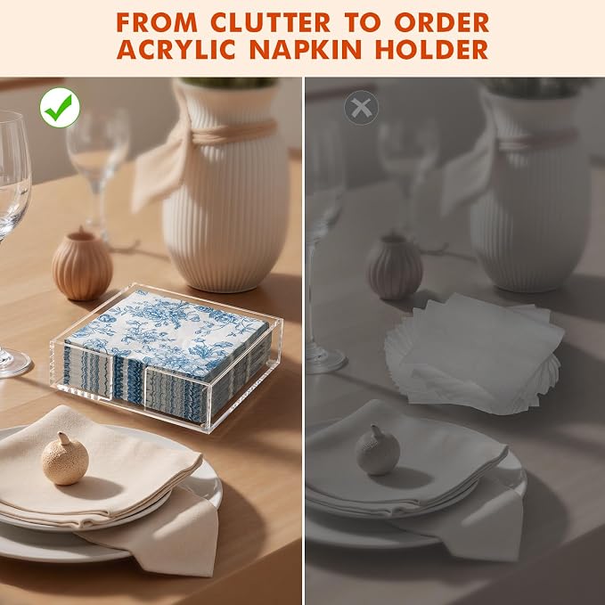 Kordory Acrylic Napkin Holder for Table, Modern Square Paper Napkin Holders for - Image 3
