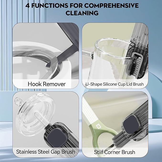 VIDONIO 4 in 1 Cup Lid Gap Cleaning Brush, Mutipurpose Tiny Silicone Cup Holder - Image 5