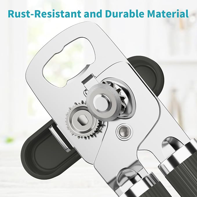 Ultrean Manual Can Opener Bottle Opener, Heavy Duty Stainless Steel Smooth Edge - Image 3