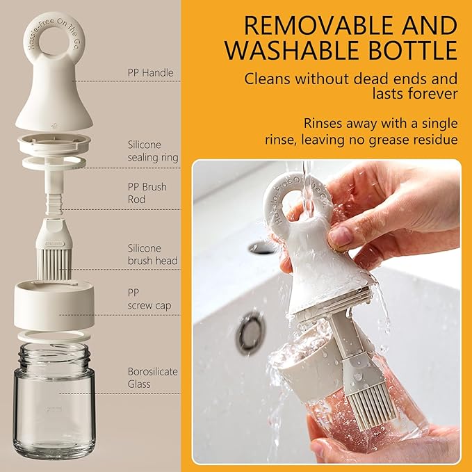 2 in 1 Oil Dispenser Bottle - 150ml/5.07oz Borosilicate Glass Basting Brush - Image 4