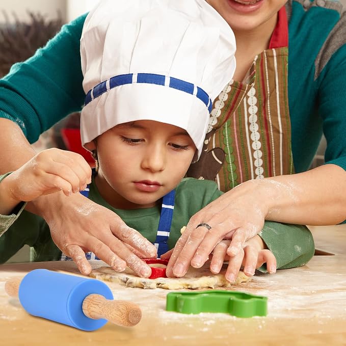 Mini Silicone Rolling Pin for Kids, Non-stick Surface Wood Handle, 9 Inch 10 - Image 4