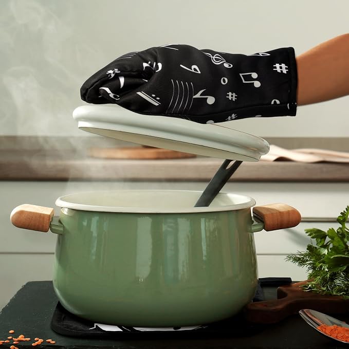 Leinuosen 8 Pcs Music Note Kitchen Decor Accessories Set Farmhouse Towels Oven - Image 4